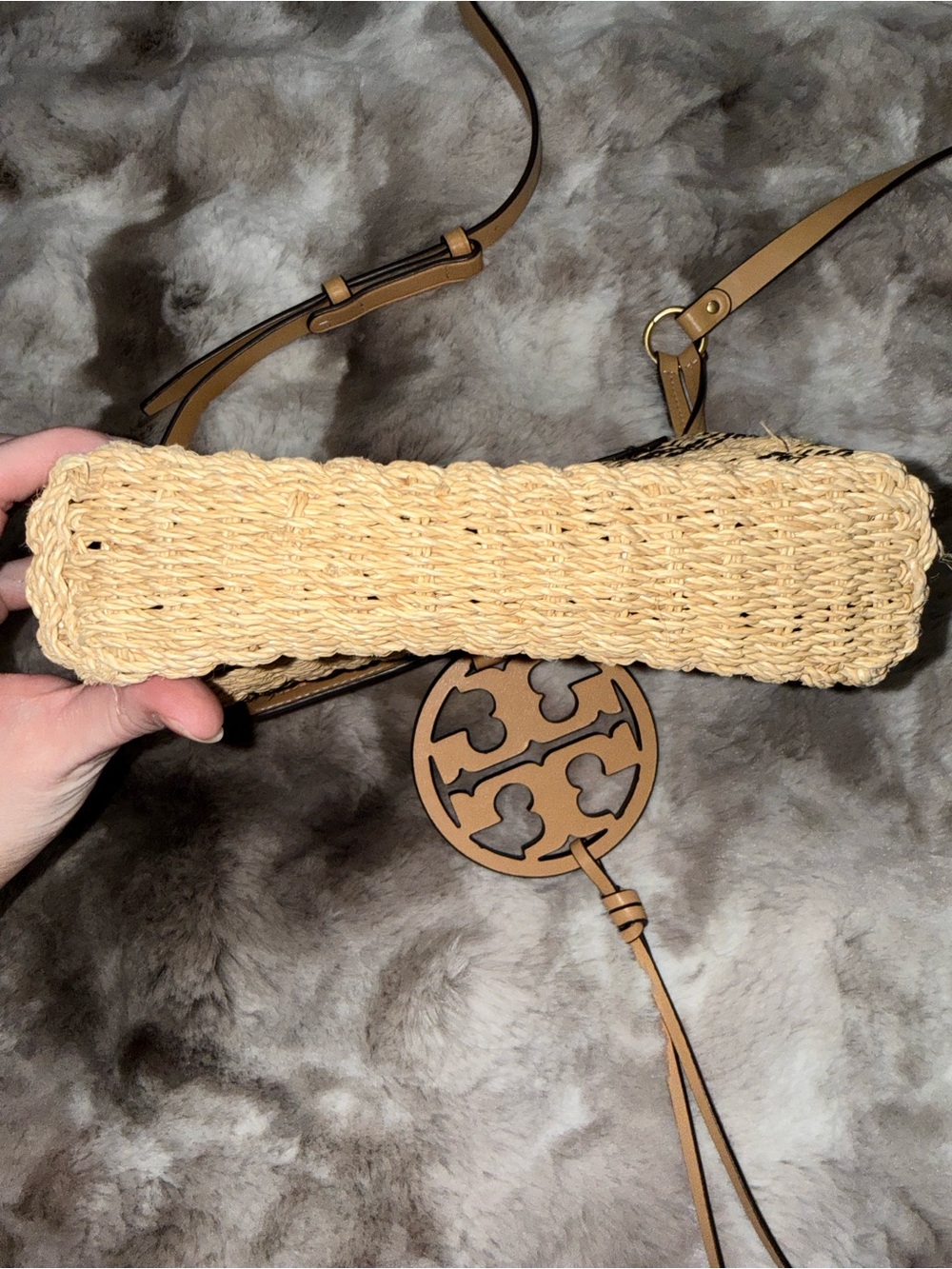Tory Burch Miller Stripe Straw Crossbody - Picture 9 of 12